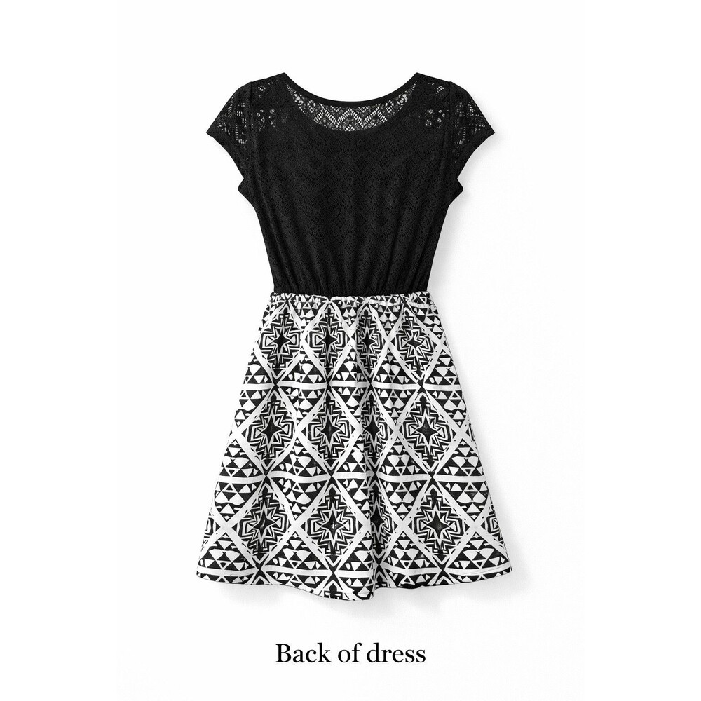 As I Wish Junior's Aztec Print Dress Crochet Style Top LARGE - Picture 5 of 5